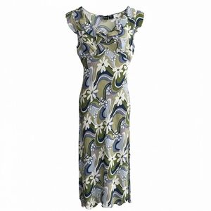 Vintage Y2K Angie Floral Green and Blue Sleeveless Dress